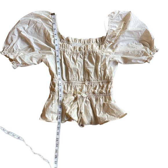 Moon River Tied Front Cotton Peplum Tops Cream Size XS - Picture 10 of 10
